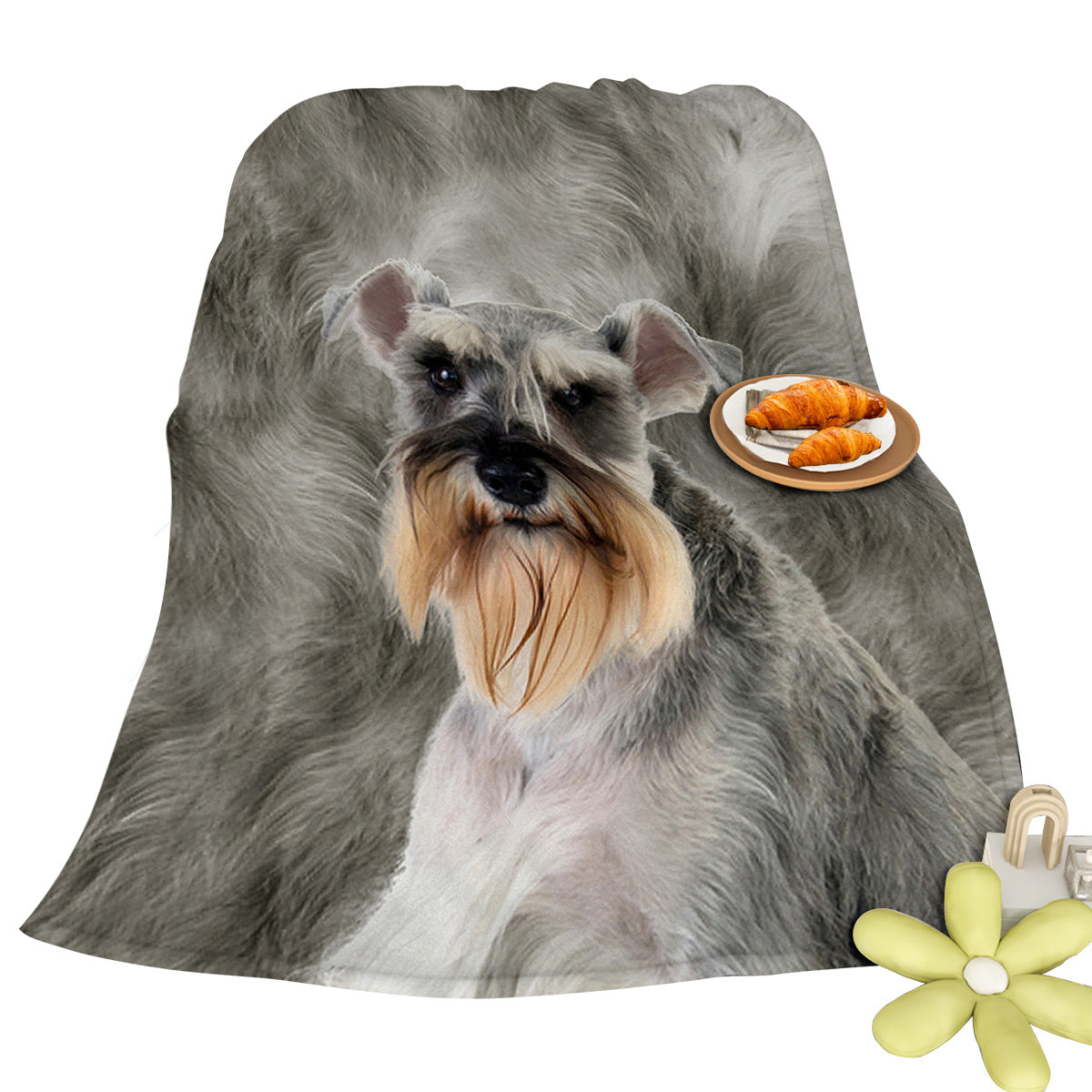 Schnauzer Flannel Blanket – Super-Soft Cozy Puppy Dog Throw for Couch, Bed & Office, 75 × 100 cm