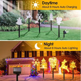 5-Piece Mixed Christmas Solar Stake Lights – Reindeer, Snowflake, Bell, Christmas Tree & Santa Claus, Warm Yellow LEDs, IP44 Waterproof