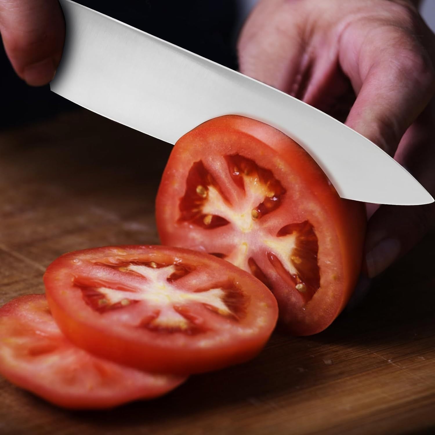 Professional 8″ Chef or 7″ Santoku Knife – High Carbon Steel, Full-Tang Design with Ergonomic Wood Handle
