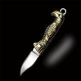 Yellow Dragon Pattern Mini Knife – Compact Spring-Assisted Pocket Knife