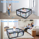 71" × 59" Baby Playard Cloth Playpen – Spacious Indoor/Outdoor Play Yard with Mesh Walls and Removable Enclosures