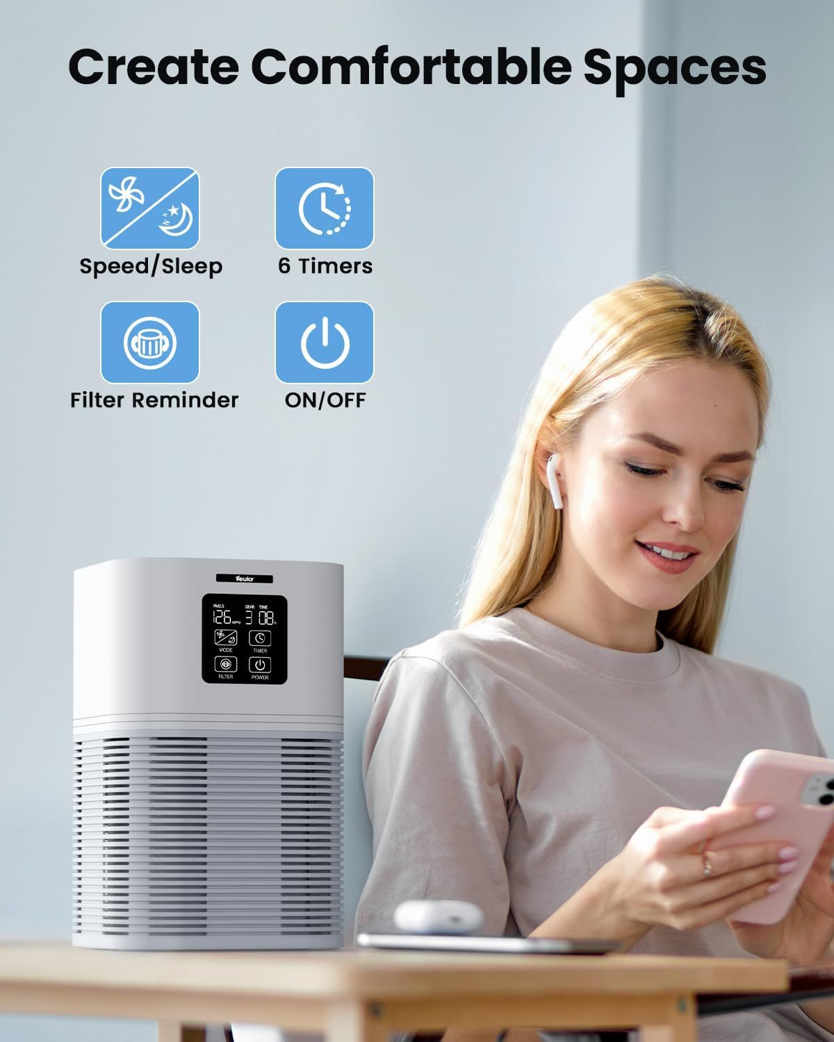 Portable HEPA Air Purifier for Home & Office Use