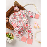 Adorable Infant Back-to-School Romper 🍎✏️ Apple & Pencil Print Long Sleeve Jumpsuit 👶