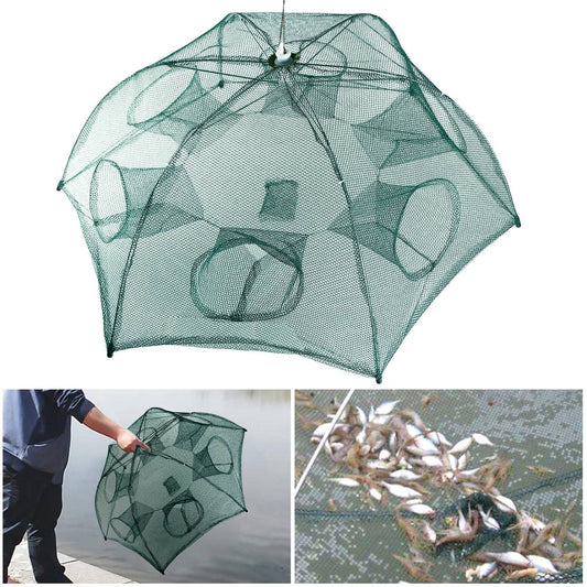 Foldable Fishing Bait Trap - 6-Hole Automatic Net for Shrimp, Crab, Minnow & Crawfish