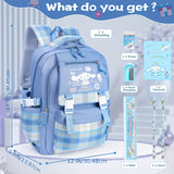 Sanrio Cinnamoroll Backpack Set – Large Capacity School Bag with Badge Pins & Stationery Bundle