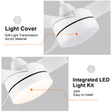 42-Inch Indoor White Ceiling Fan with Integrated LED Light