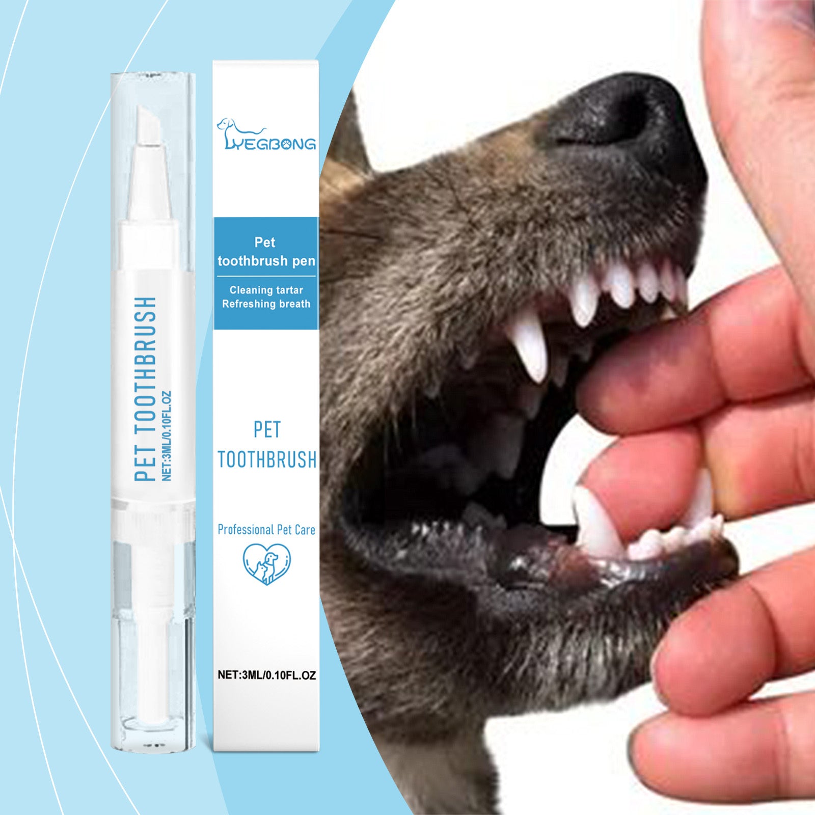 Gentle Pet Toothbrush – Ergonomic Soft Bristle Oral Care Brush for Dogs & Cats to Freshen Breath