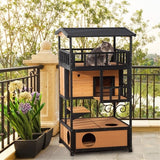 Wooden Cat House – Outdoor Pet Shelter with Weather-Resistant Roof, Raised Base & Ventilation for Cats & Small Animals
