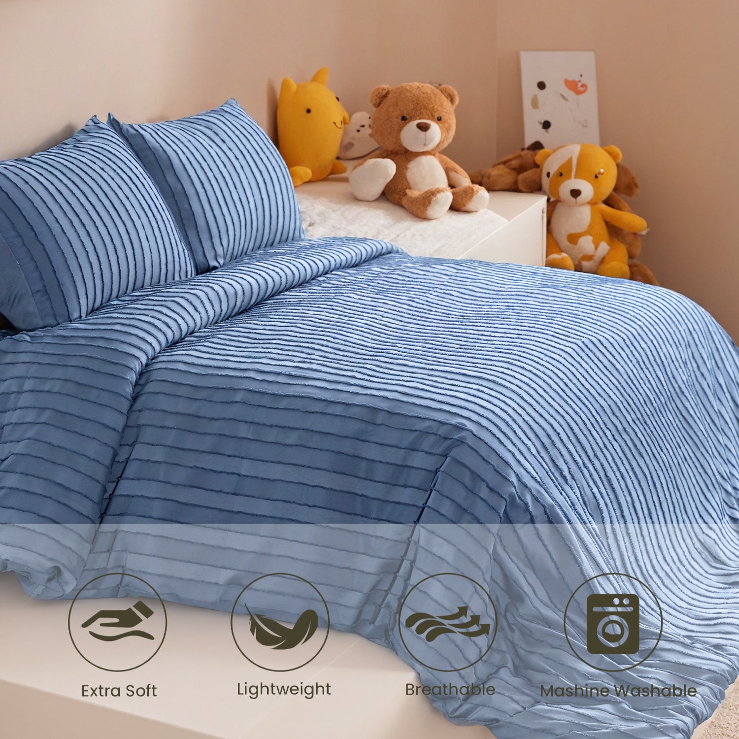Polyester Microfiber Quilt Cover & Pillowcase Set – Soft, Durable Bedding with Two Size Options (229 × 229 cm · 263 × 229 cm)