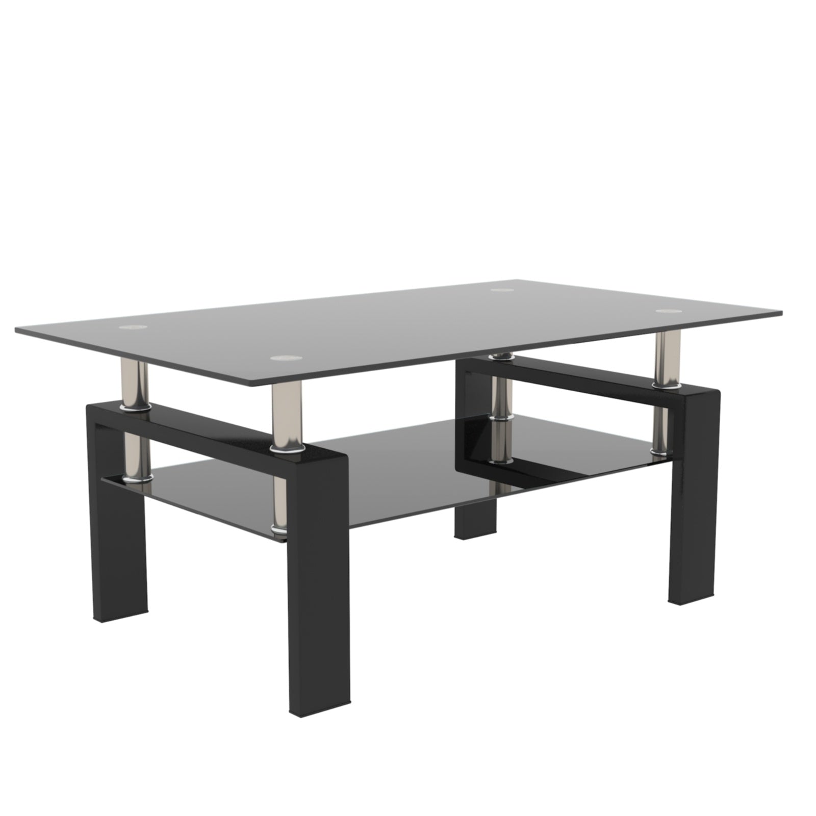 Modern Black Glass Rectangle Coffee Table ✨ Sleek Side & Center Table for Stylish Living Rooms