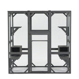 Outdoor Wooden Cat House & Large Cat Cage – Multi-Level Enclosure with Jump Platform, Apartment & Weather-Resistant Roof