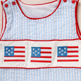 Infant Baby Boy 4th of July Romper – American Flag Smocked Sleeveless Jumpsuit for Independence & Memorial Day