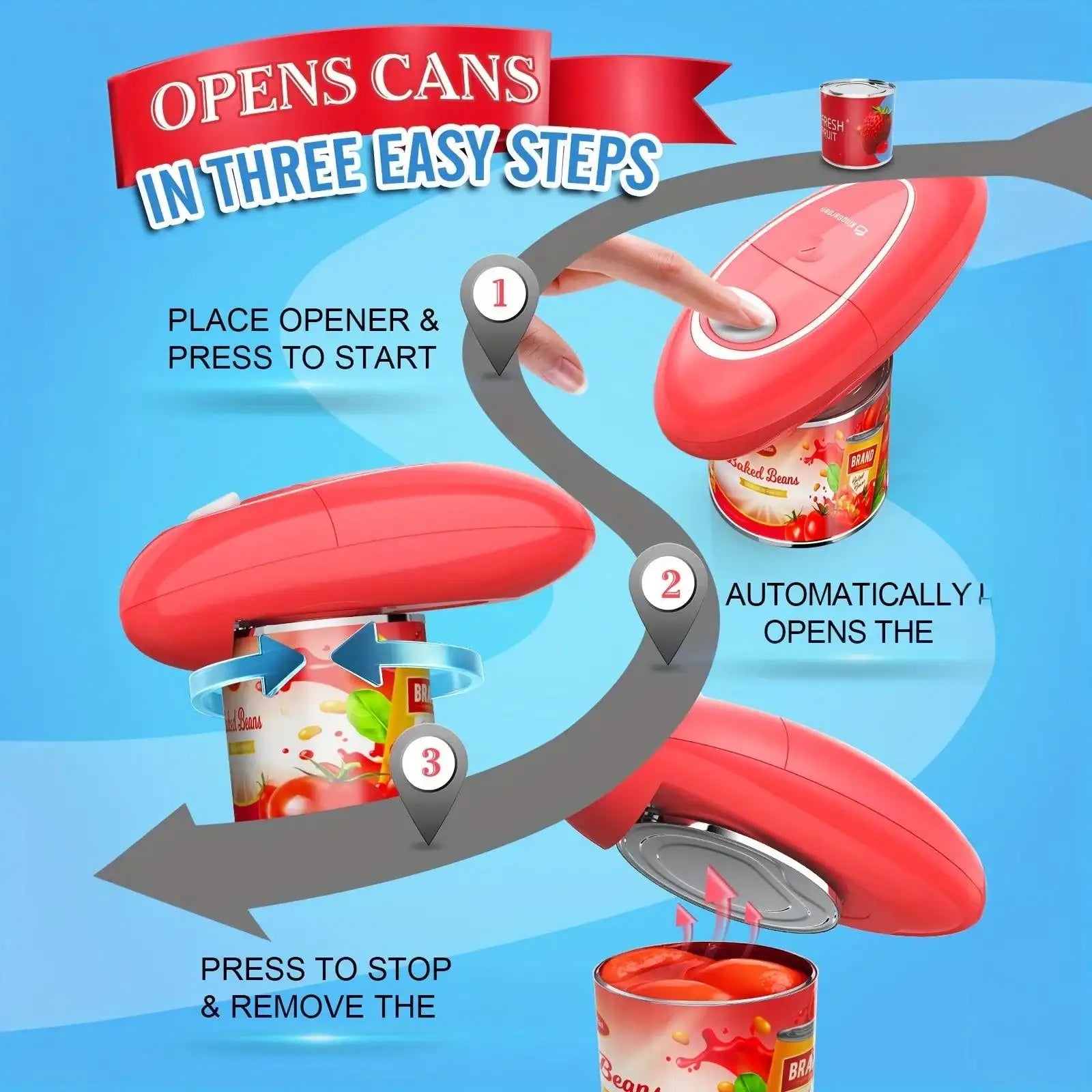 [Electric Can Opener] Hand-Free Electric Can Opener - Easy Open Any Can Sizes with Smooth Edge - Food-Safe Portable Battery Operated - PulinGO