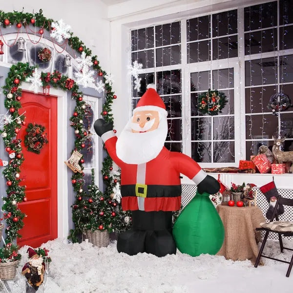 6 Ft Lighted Christmas Inflatable Decoration – Inflatable Santa Claus with Large Gift Bag, Funny Blow-Up Yard Decor with Built-in LED Lights