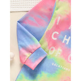 Toddler Girls Long Sleeve Tie-Dye Hooded Dress – Adorable & Comfortable Daily Wear for Kids