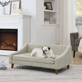 Durable Elevated Dog Sofa Bed – Modern Irregular Armrest Design with Soft Cushion for Comfortable Pet Lounging