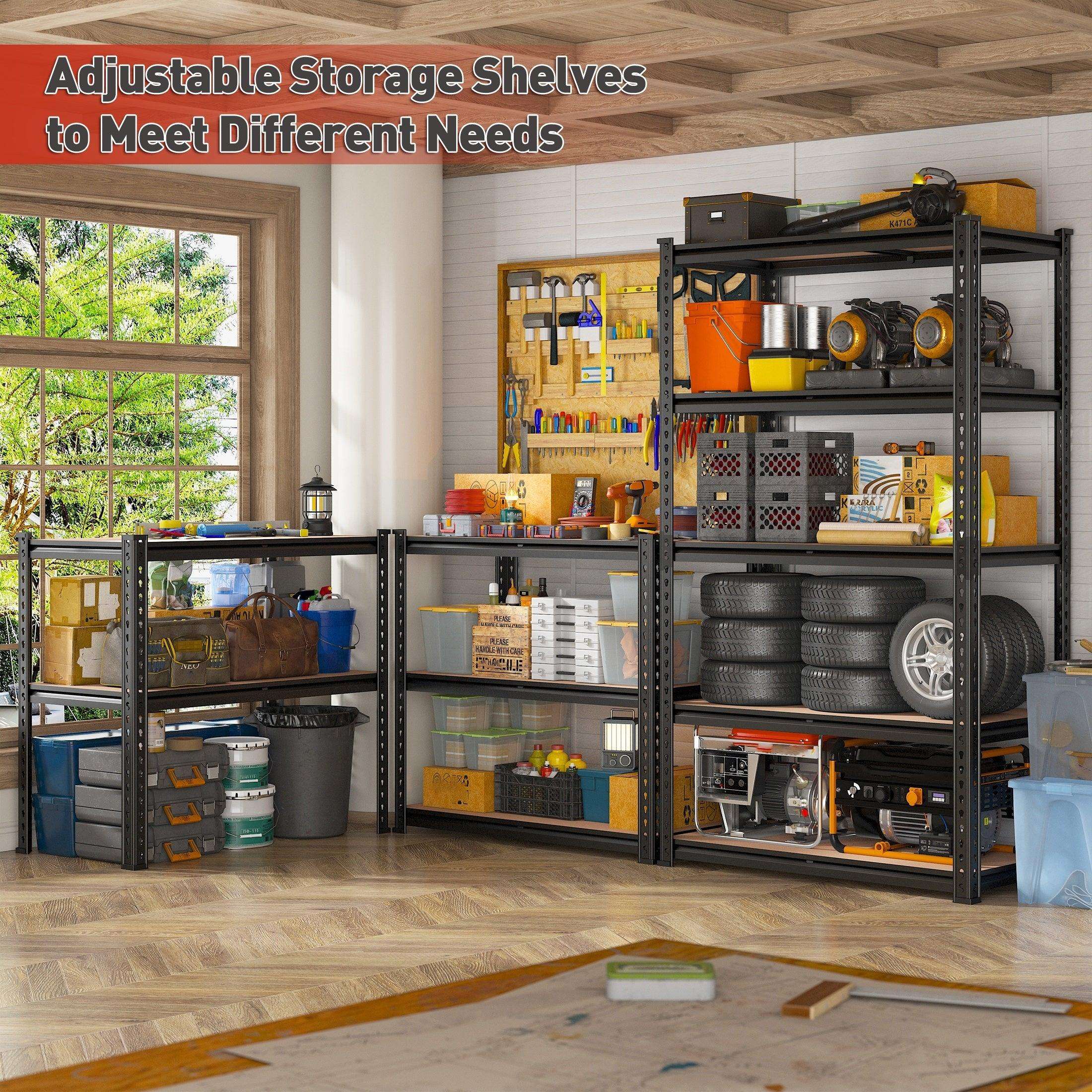 2000LBS Garage Shelving Storage Shelves Heavy Duty Shelving 5 Tier Metal Shelving Units For Garage Shelves 72"H X35.5"W X 15.8"D, Adjustable Metal Shelving Unit For Garage Shelves Utility Rack Shelf For Basement Pantry Closet - PulinGO
