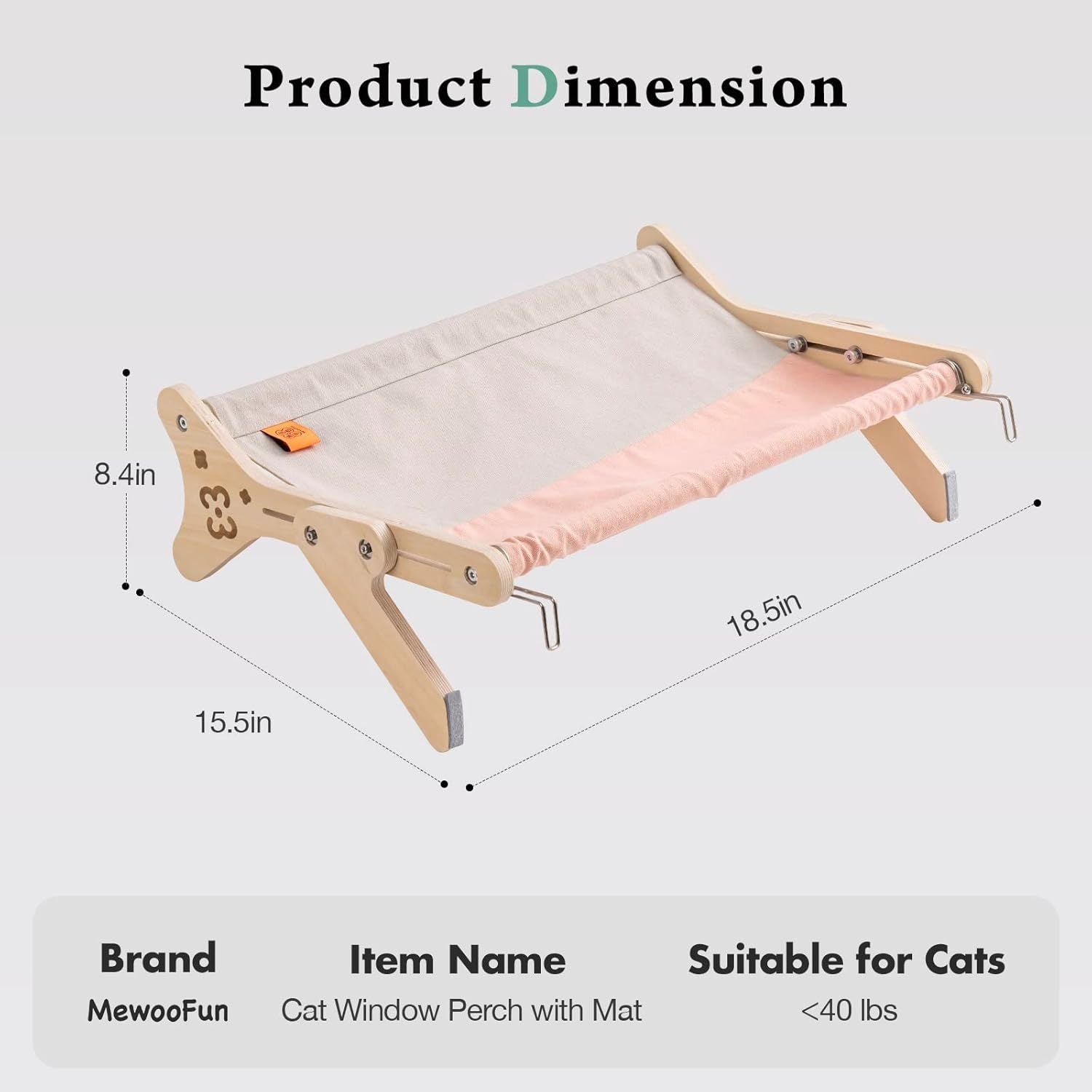 Adjustable 2-in-1 Cat Window Perch Sunbathing Seat – Pink, Holds 40 lbs