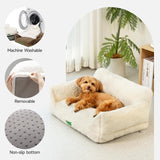 Mewoofun Cat Sofa Bed – Medium White Washable Pet Bed with Removable Cover & Non-Slip Bottom for Cats & Small Dogs