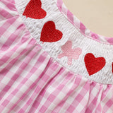 Newborn Baby Girls Valentine’s Day Romper ❤️ Plaid Heart Embroidery with Ruffle Sleeves 👶