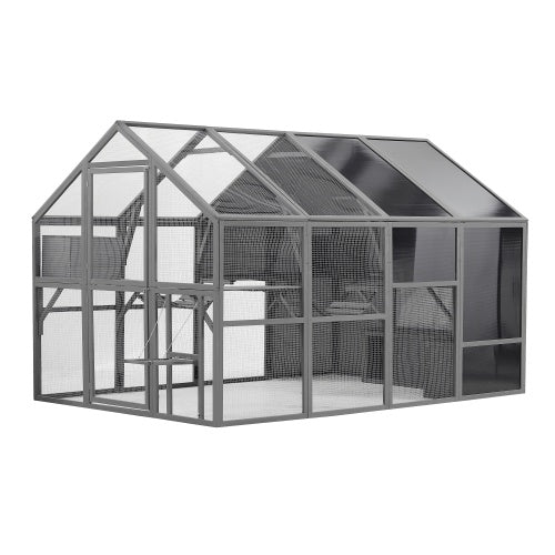Luxury Cat Cage – Outdoor Wooden Cat Fence Patio & Large Running House with Platforms, Shelter & Weather-Resistant Design