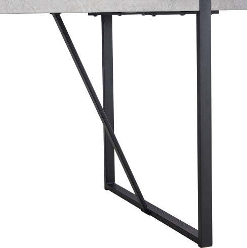 Modern 55-Inch Dining Table – Rectangular Gray MDF Top with Metal Frame, Easy Assembly for 4 People