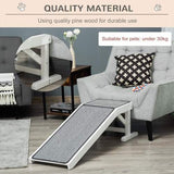 Dog Bed Ramp with Non-Slip Carpet & Top Platform – Wooden Pet Ramp for Small & Senior Dogs (