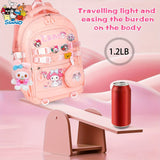 Sanrio Cinnamoroll & My Melody Large-Capacity Backpack Set – Includes Coat Purse, Stationery Set, Lanyard & 4 Badge Pins
