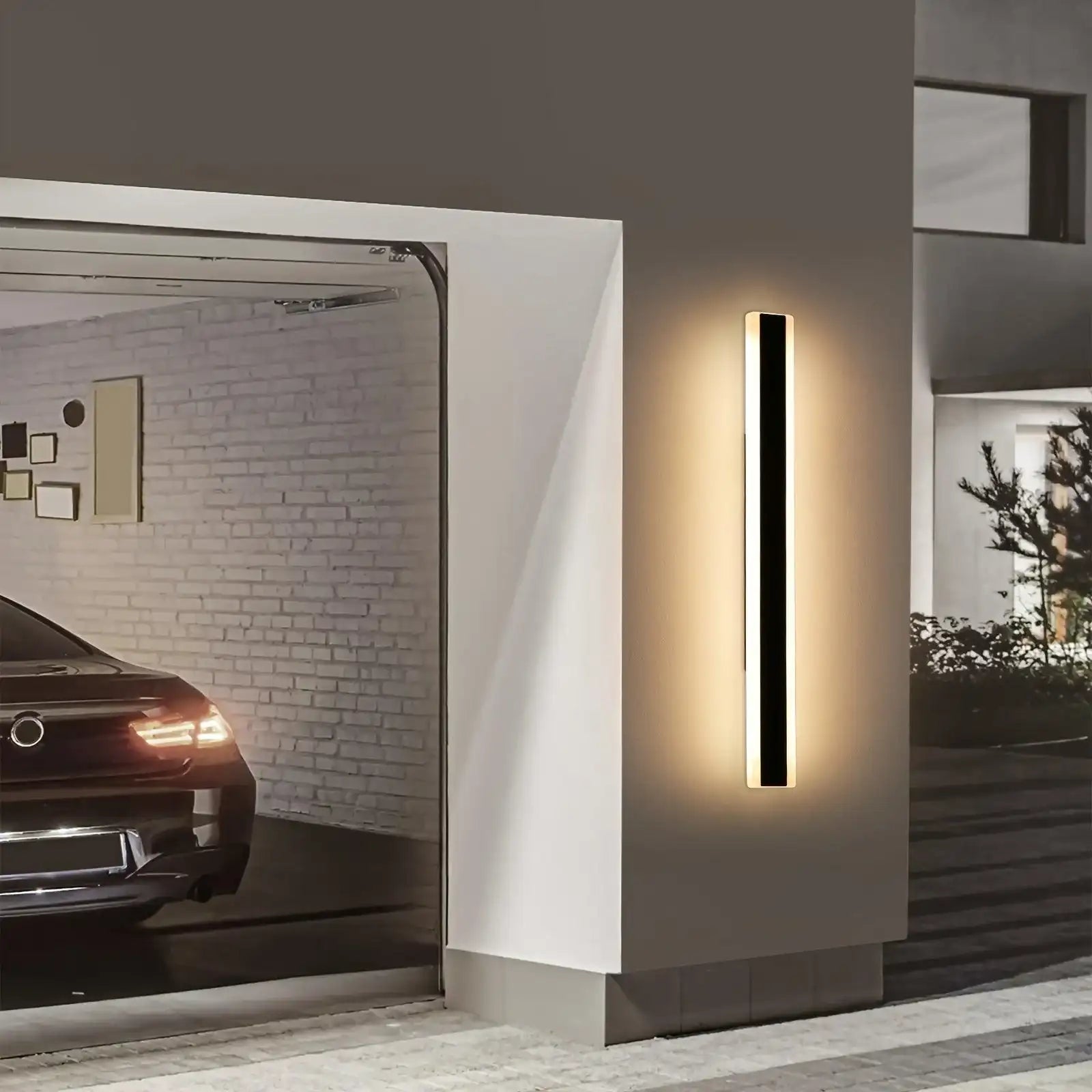 [2pcs Dimmable Wall Light] 1pc/2pcs Dimmable Modern Outdoor Wall Light | 10%-100% Dimmable Outdoor Wall Sconce with Remote Control | 3000k-6000k Black Outdoor Exterior Lights Linear Long Porch Lights - PulinGO
