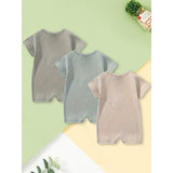 3-Pack Baby Boys Long Sleeve Romper Set – Ribbed One-Piece Jumpsuits with Buttons
