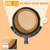 200-Pack Air Fryer Disposable Paper Liners – 6.3" Round, Non-Stick, Oil-Proof, Heat Resistant Parchment Papers