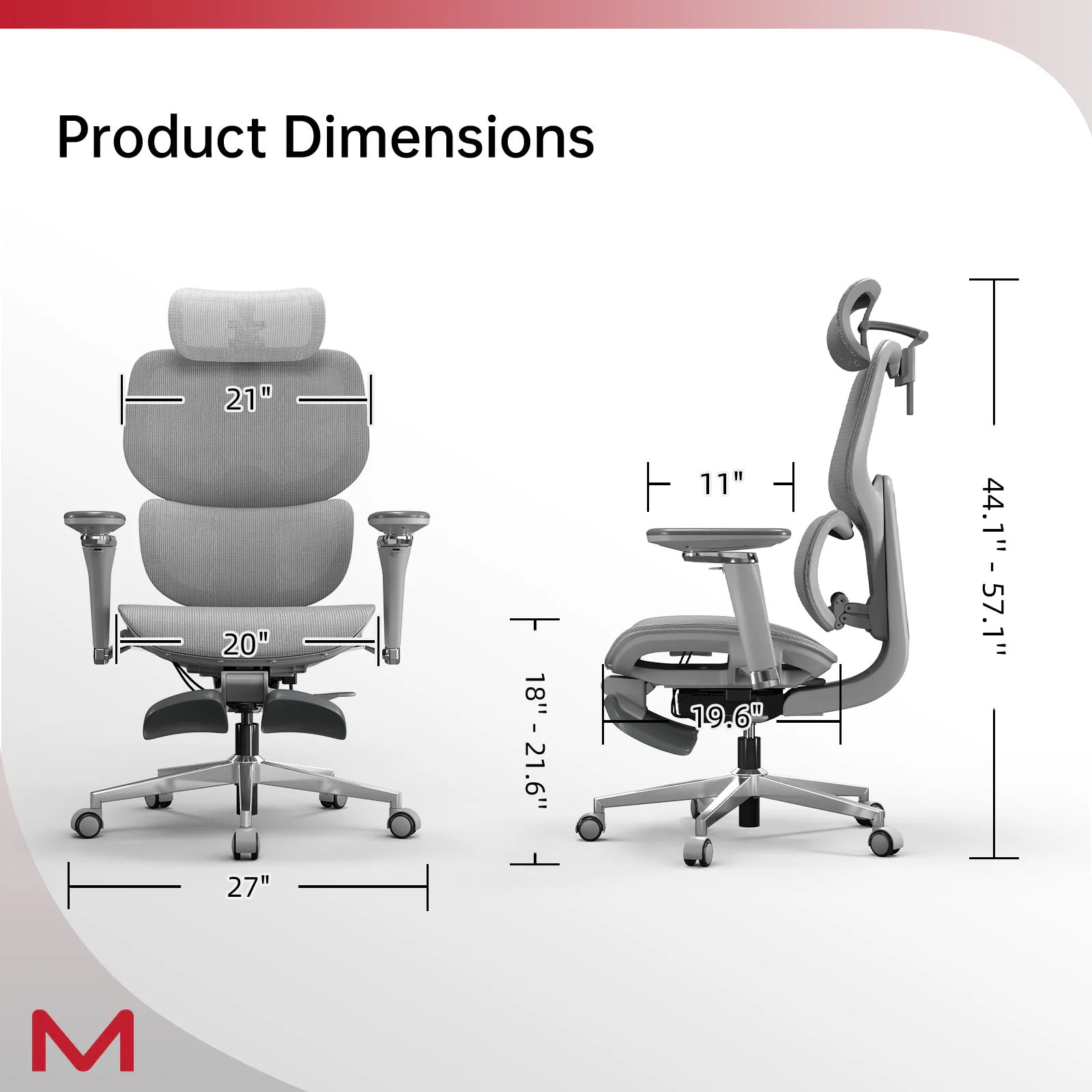 D2 Pro Ergonomic Office Chair with Footrest - High-Back Mesh Computer Chair with Adaptive Lumbar Support
