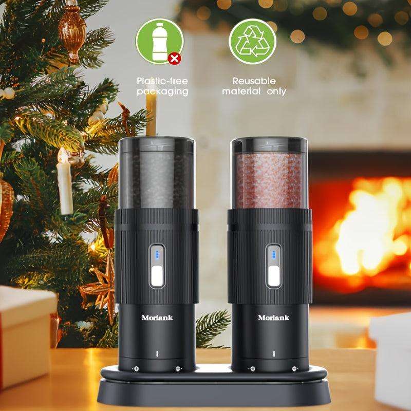 Electric Salt and Pepper Grinder Set – USB Rechargeable, Adjustable Ceramic Mills - PulinGO