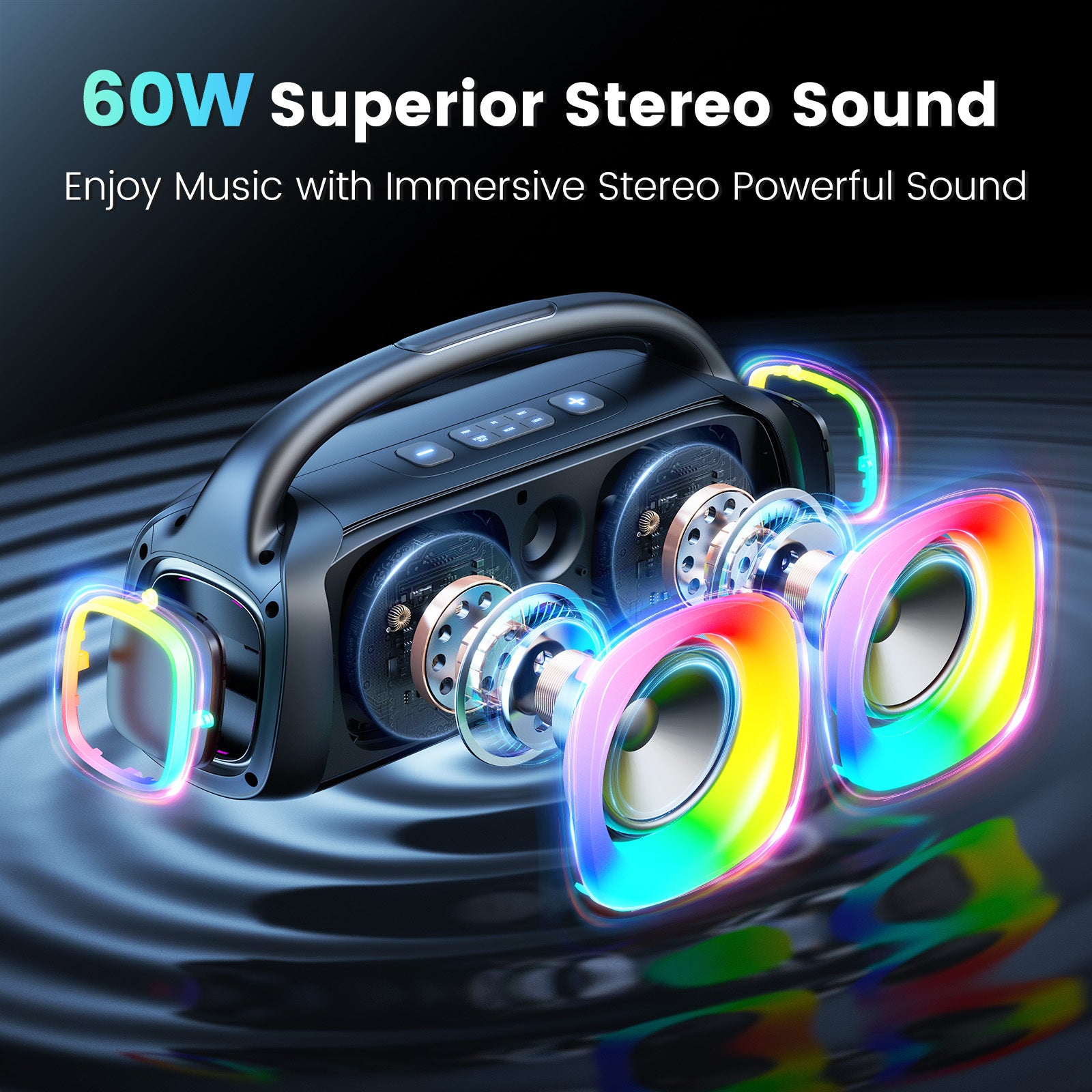 High-Power Bluetooth Party Speaker with Dual Microphones