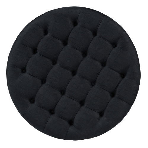 Round Velvet Storage Ottoman - Upholstered Footstool & Coffee Table