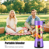 Portable Blender Cup,Electric USB Juicer Blender,Mini Blender Portable Blender For Shakes and Smoothies, juice,380ml, Six Blades Great for Mixing，Pink，Black，Purple - PulinGO