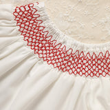 Infant Baby Girl Valentine’s Day Dress ❤️ White Lace with Red Embroidery (111 karakter ✅)