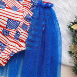 Baby’s Independence Day Flag Romper 🇺🇸 Sleeveless Triangle Bodysuit w/ Bowknot 🎀