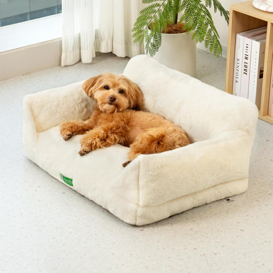Mewoofun Cat Sofa Bed – Medium White Washable Pet Bed with Removable Cover & Non-Slip Bottom for Cats & Small Dogs