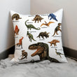 Wild Dinosaur Pillow Cover – 18”×18” Square Cotton-Poly Blend with Tyrannosaurus, Brachiosaurus & Triceratops for Boys’ Room Decor