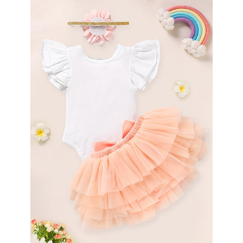 3PCS Newborn Baby Girl Outfit 👶 Romper + Tutu Skirt + Headband Set 🎀