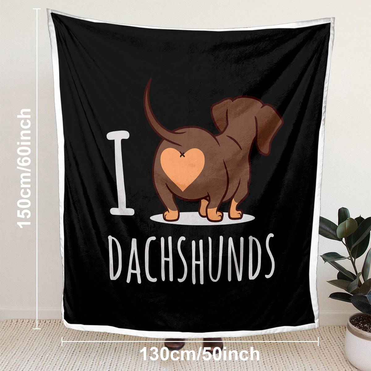 3D Printed Reversible Wiener Dog Fleece Blanket – Reversible Sherpa & Plush Throw, 50″ × 60″
