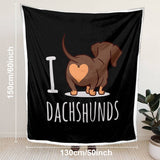 3D Printed Reversible Wiener Dog Fleece Blanket – Reversible Sherpa & Plush Throw, 50″ × 60″