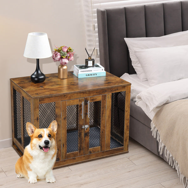 Multi-Functional Kennel – Rustic Pet Crate & Functional Side Table for Dogs, Cats, Rabbits & More