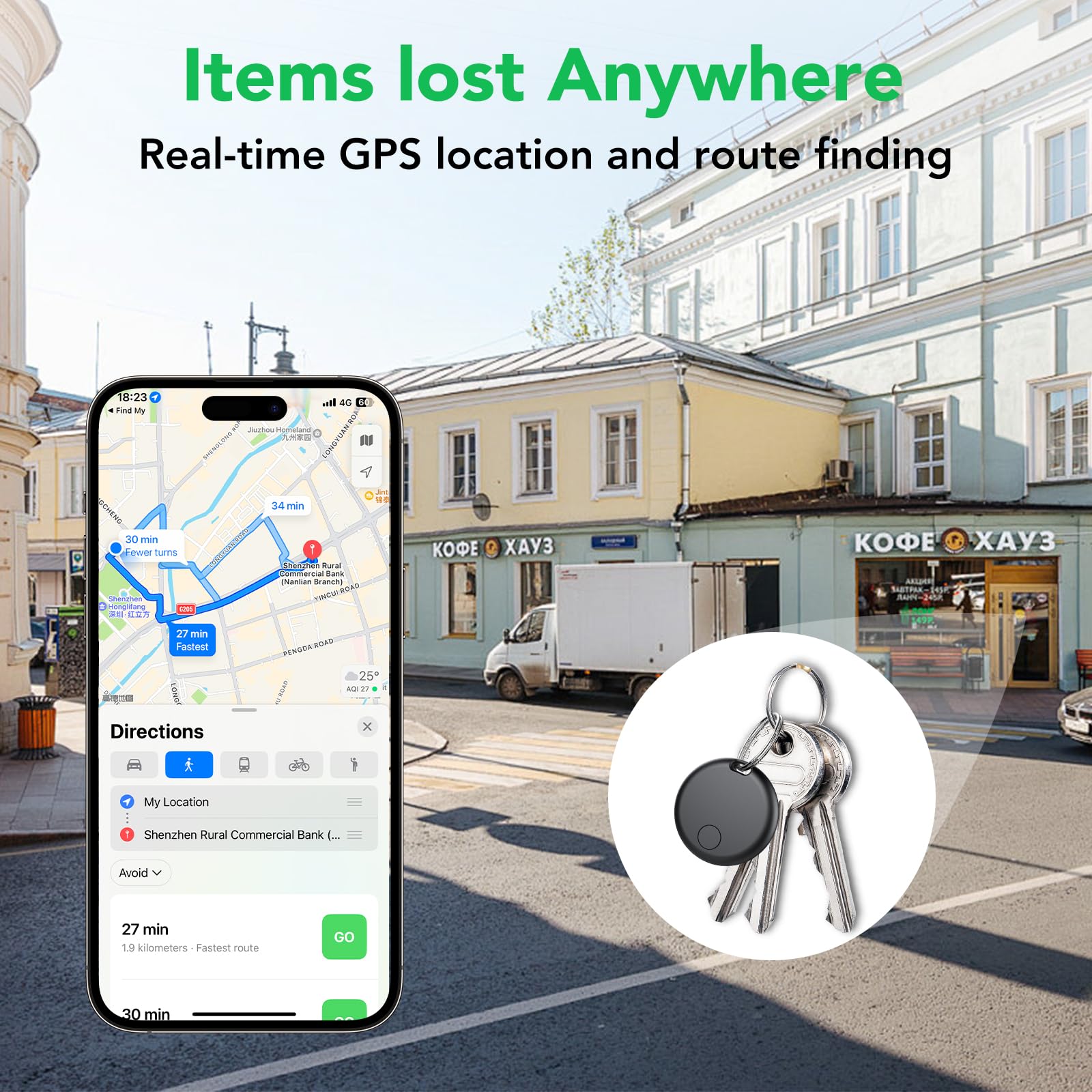 Apple Find My Bluetooth Tracker 4-Pack, Smart Key Finder and Luggage Locator with IP67 Waterproof and Replaceable Battery