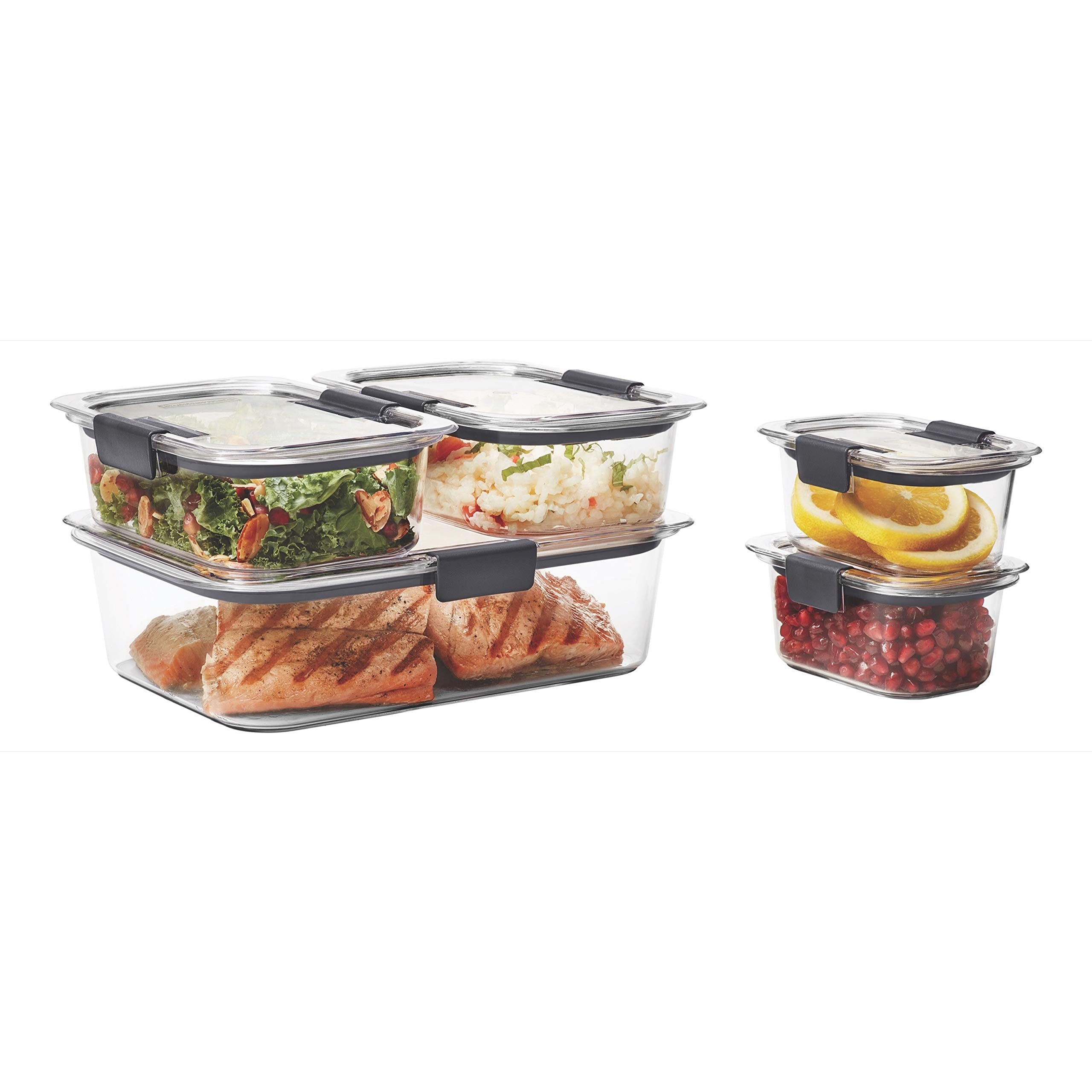 Brilliance Tritan Food Storage Containers – Leak-Proof Airtight Stackable Set (Clear, 5 Containers)