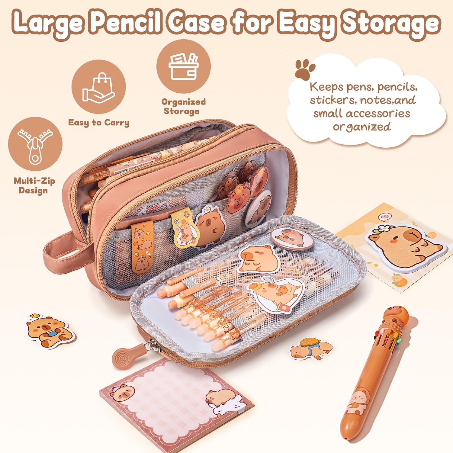 Brown Capybara 92-Piece Stationery Gift Set