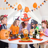 6-Piece Wooden Halloween Table Centerpieces 🎃 Cats, Ghosts & Bats – Festive Multicolor Home Decorations