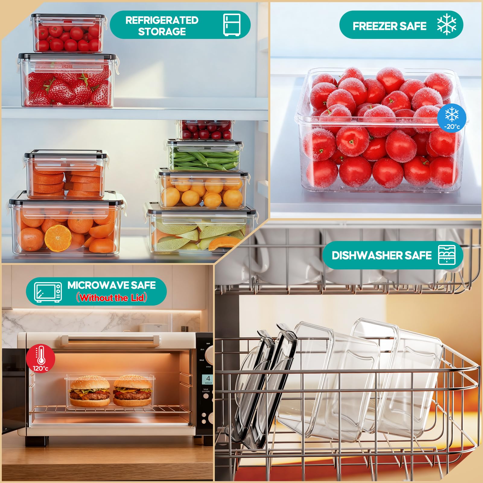 20-Piece Airtight Food Storage Containers Set – Leakproof BPA-Free Meal Prep Boxes with Lids (Multi-Size)