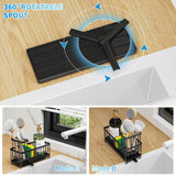 Stainless Steel Kitchen Sink Caddy with Rotatable Spout – Compact Sponge & Brush Organizer